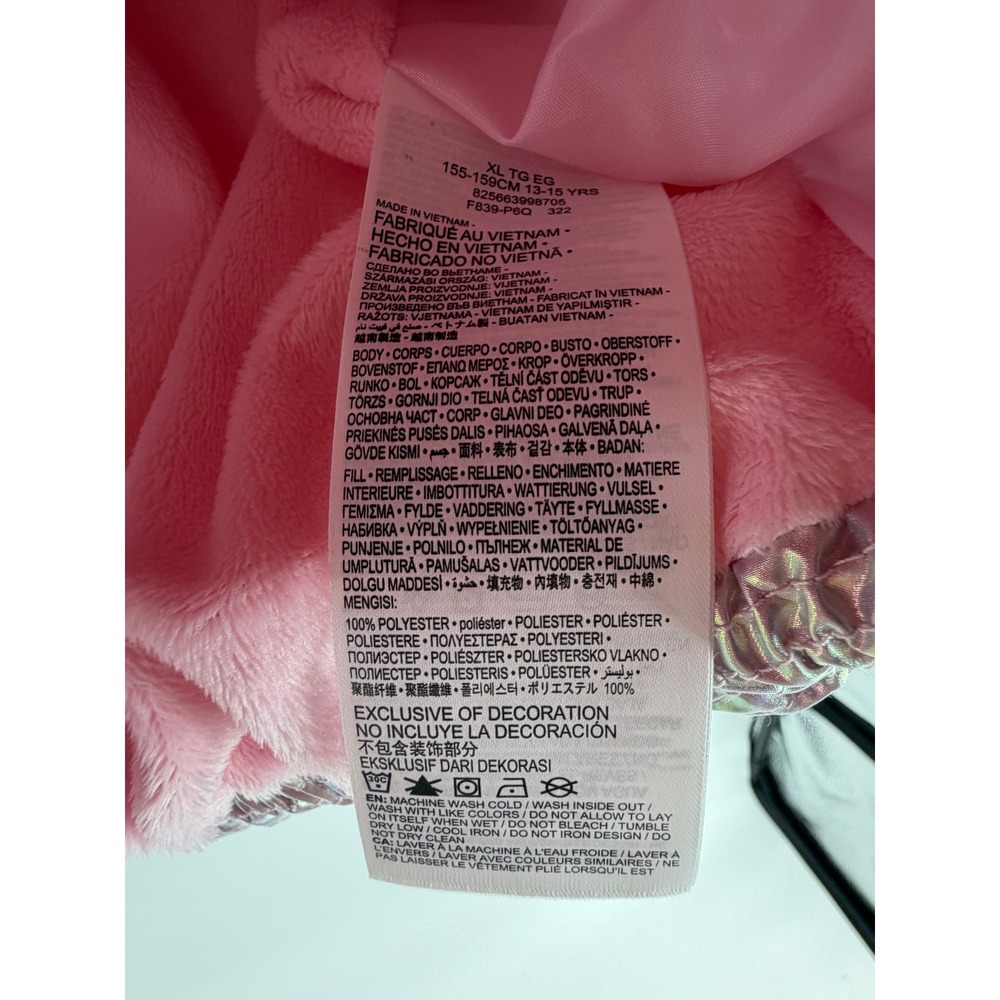 Levis Girls Iridescent Puffer Jacket Coat Holographic Pink Purple XL 13-15 Years - Picture 7 of 7